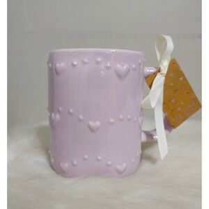 Rae Dunn Cup of Love Pink Heart Dots Valentine's Day Coffee Mug NWT